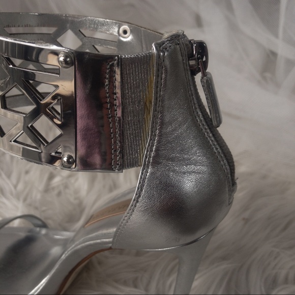 BCBG MAXAZRIA Silver Shoes with Ankle Cuff Detail Women Size 6.5 - Picture 10 of 15